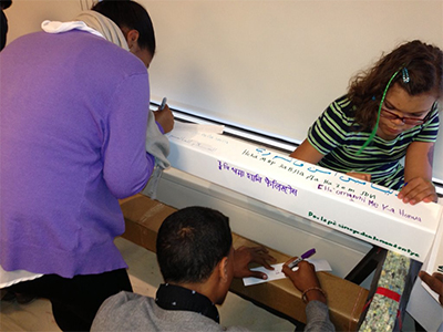 Decorating the Peace Pole