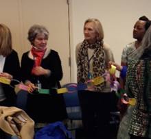 Martha Gallahue and Kay Dundorf with Prayer Chain