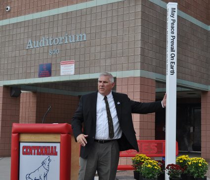 Dr. Darwin Stiffler, PUSD superintendent, referred to the Peoria Peace Pole as a place for residents to contemplate and “find a place for peace.”