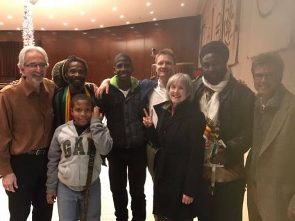 Rev. Deborah Muldow (front) with Yanni Maniates, Ben Bowler, Sean and Rastas